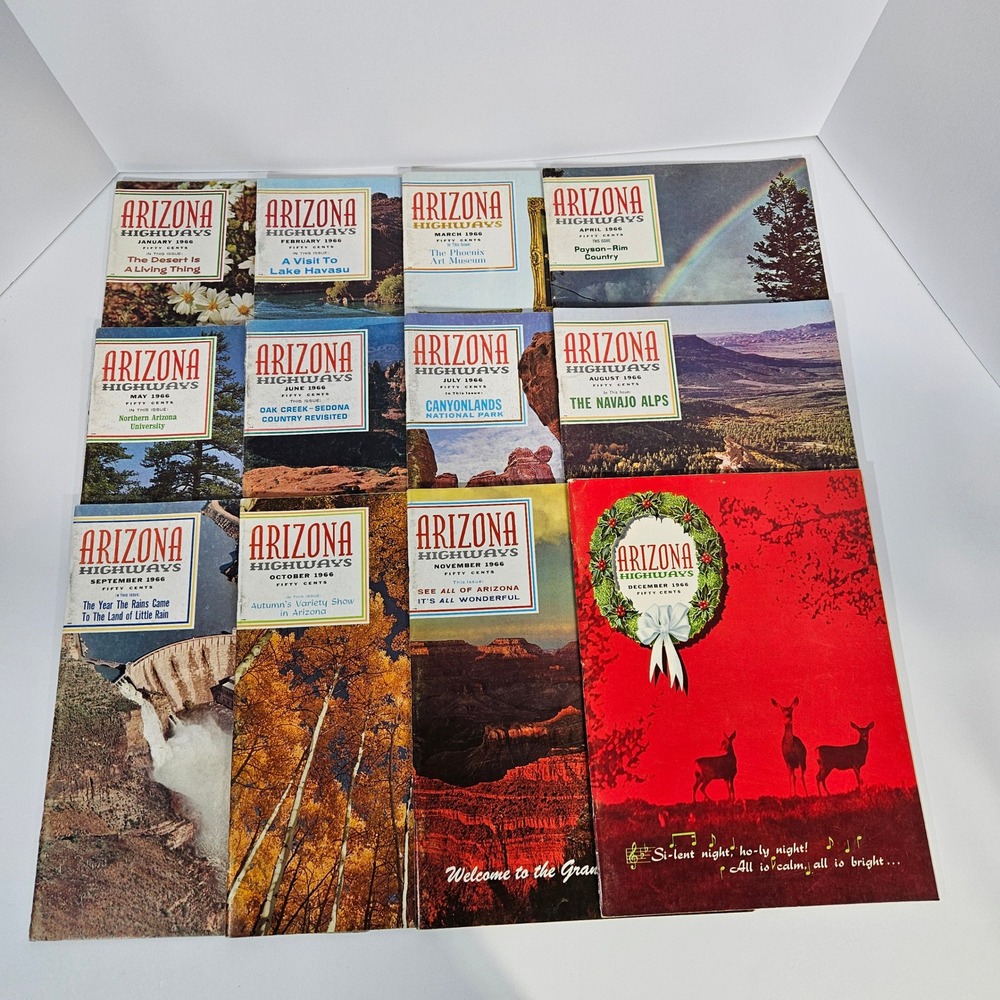 Vintage 1966 Arizona Highways Magazine Complete Year 12 Issues‎ Southwest Travel